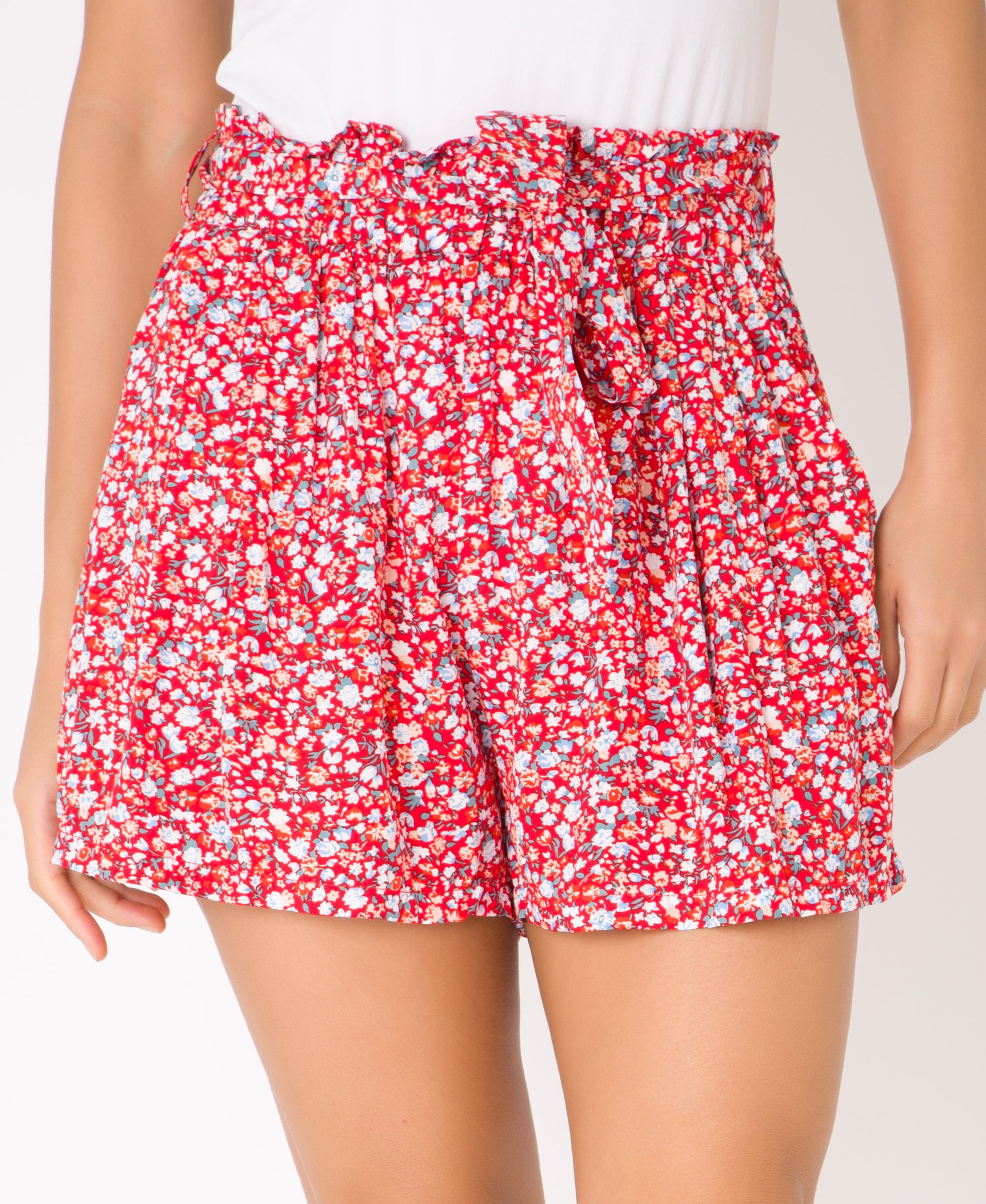 KRISP Tie Belted Waist Multicolour Flower Print Shorts (11091)